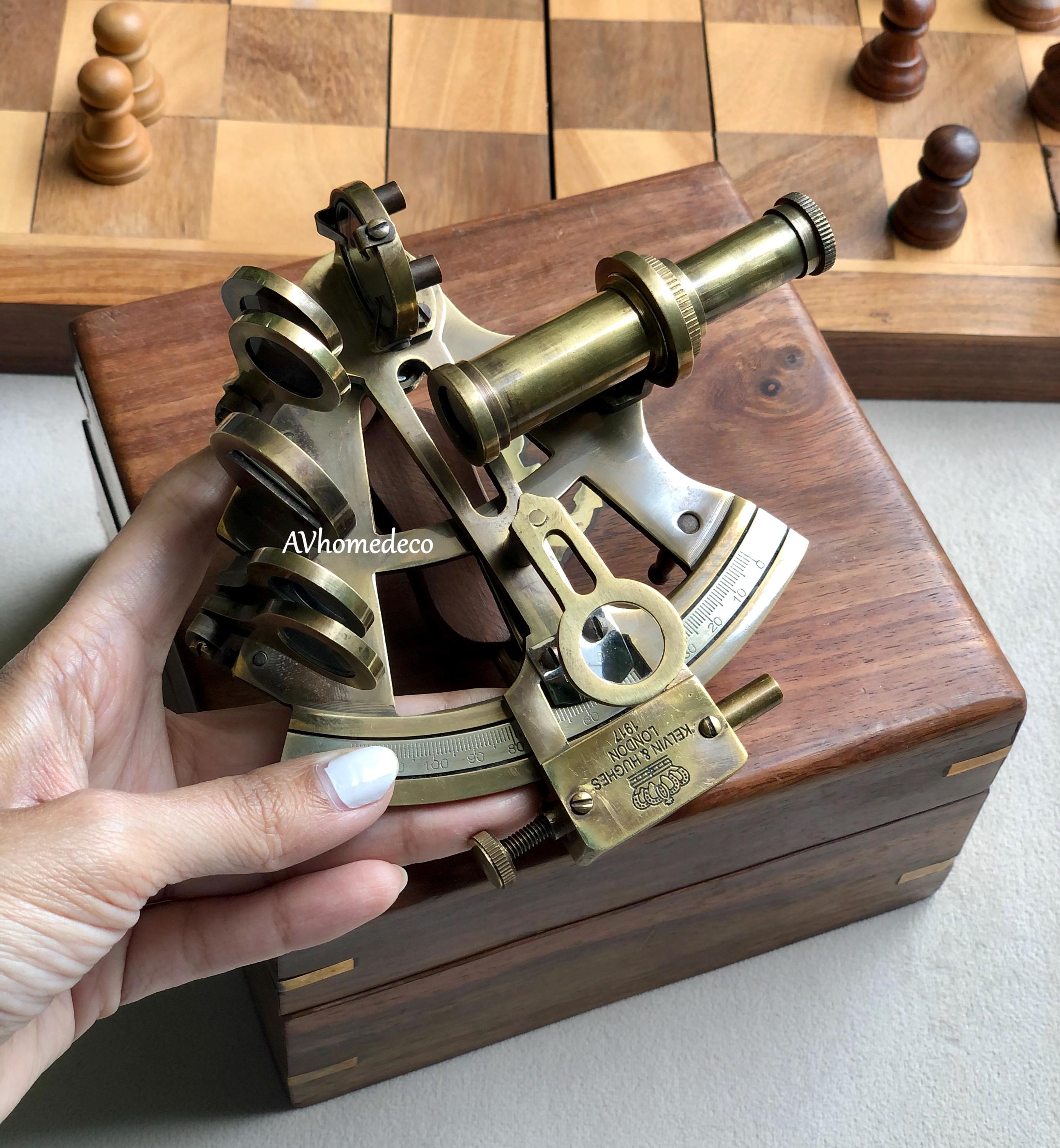 Brass Antique Kelvin & Hughes London Nautical Sextant Ship Decor