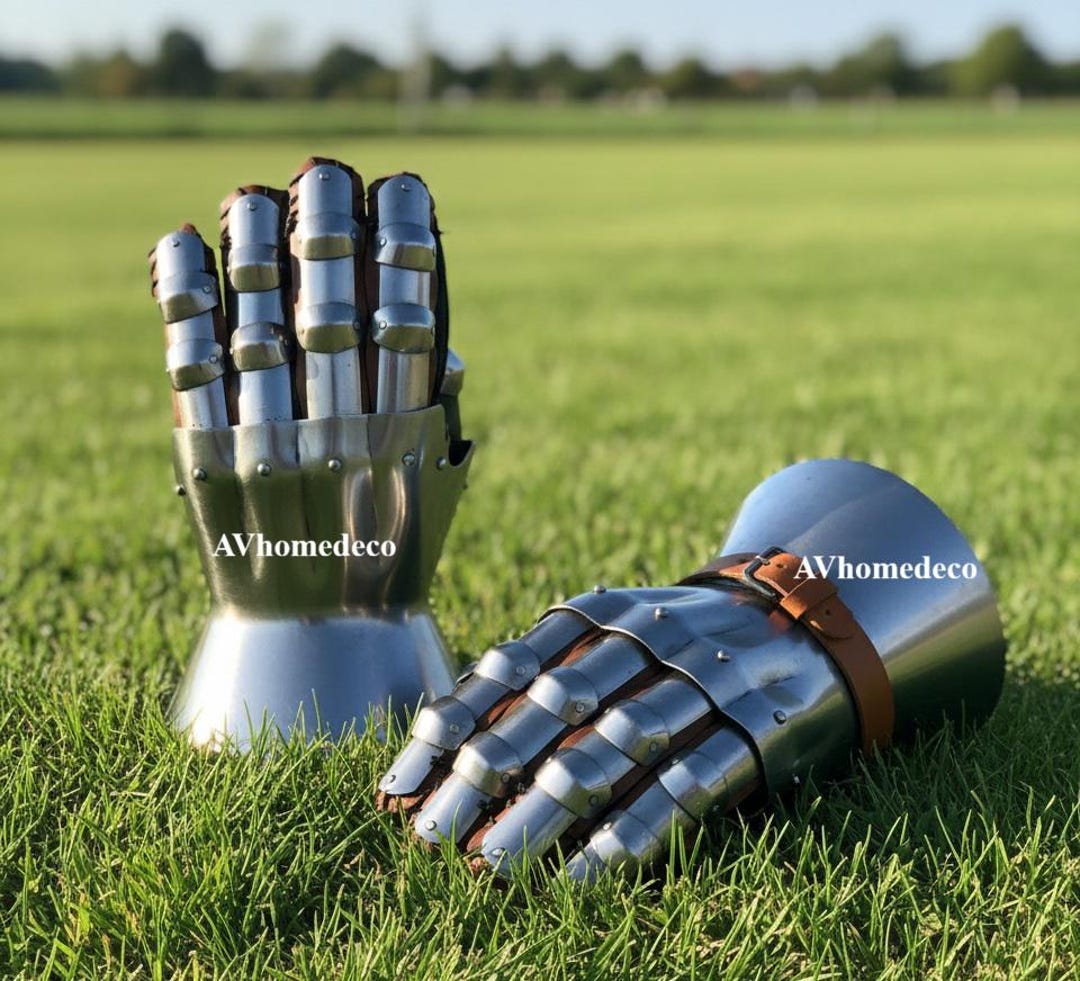 Medieval Functional Metal Hourglass 14th Century Steel Gauntlets Pair ...