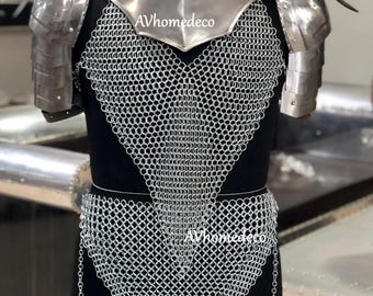 Women's Chainmail Top Perfect for Cosplay, Fantasy Halloween Party Outfit-Unique Style Heart Shape Chainmail Costume for Events-Lady Costume