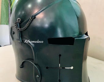 Elmo da cavaliere medievale con armatura Barbuta, indossabile, con visiera, vichingo, armatura completa per LARP, cosplay