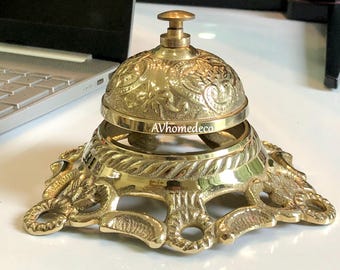Campana de mesa de latón, campana de mostrador de hotel, campana de llamada de servicio para oficiales, campana de servicio de escritorio para hoteles, decoración de campana de recepción, campana de escuela