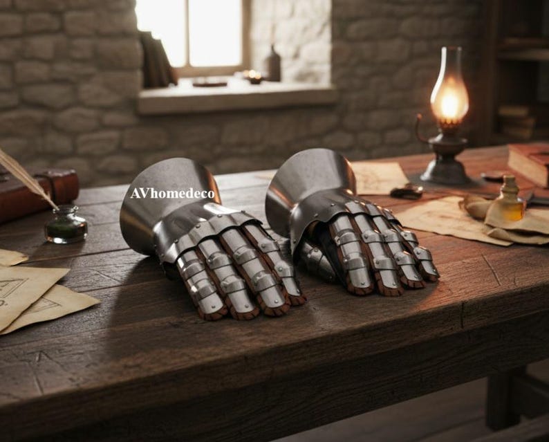 Medieval Functional Metal Hourglass 14th Century Steel Gauntlets Pair ...
