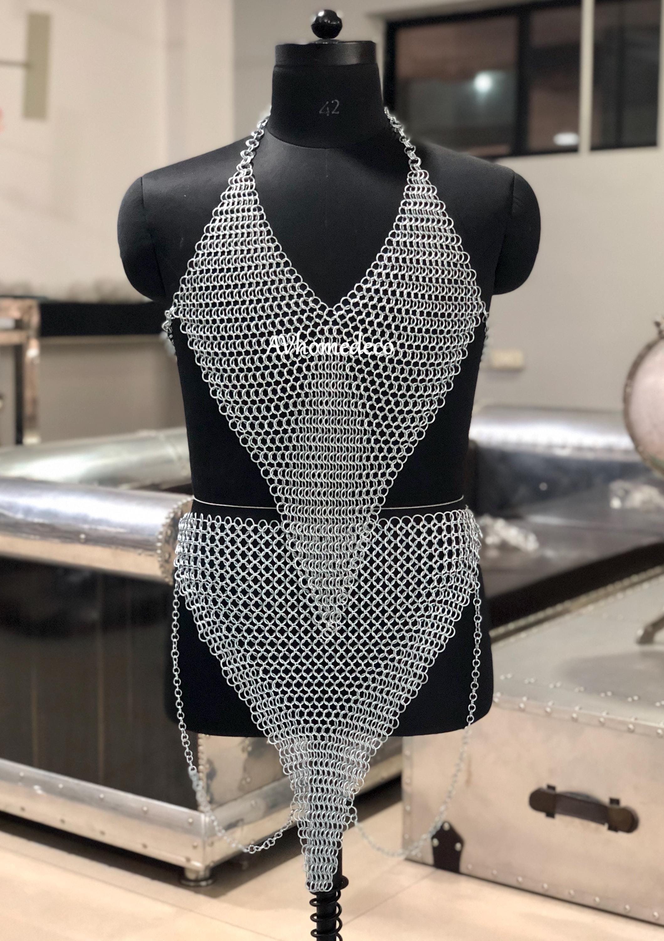 Women's Chainmail Top Perfect for Cosplay, Fantasy Halloween Party ...