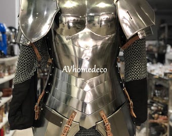 Medieval Knight Female Half Armor Fantasy Lady Chest Plate Cuirass SCA LARP Cosplay Costume Halloween Gift for Her