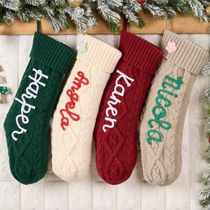2025 Christmas Stocking, Personalized Family Christmas Stocking, Monogram Stockings with Name, Knitted Stockings, Holiday Decor Gift