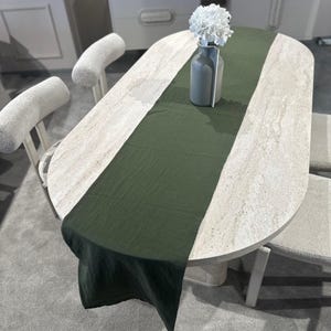 Oversize Table Runner – Boho & Organic Charm | 100% Cotton - Green Custom Size Runner, Wedding Runner