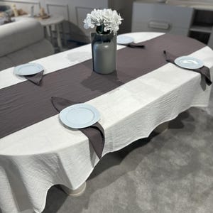 Large Table Runner – Boho & Organic Charm | 100% Cotton - Brown Custom Size Runner, Wedding Runner