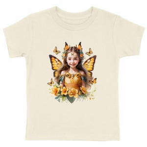 Butterfly fairy organic cotton t-shirt heavy cotton, fairy wings and floral design tee, fairycore clothing for little girl