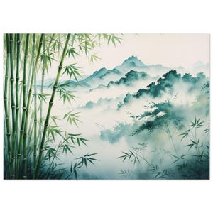 Poster Zen "Foresta di Bambù" - Stampa Fine Art - Stile Sumi-e, ideale per la meditazione e l'arredamento della casa. Regalo perfetto per gli amanti dello zen, dello yoga e della natura.
