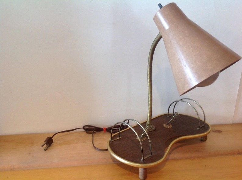 Vintage Working Mid Century Modern Dual Atomic Desk Wall Electric Light Lamp