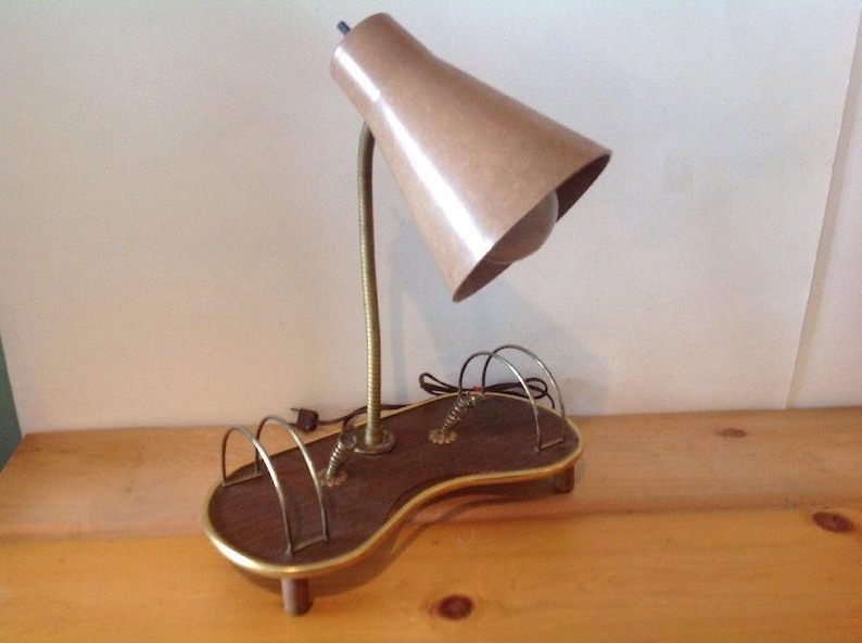 Vintage Working Mid Century Modern Dual Atomic Desk Wall Electric Light Lamp