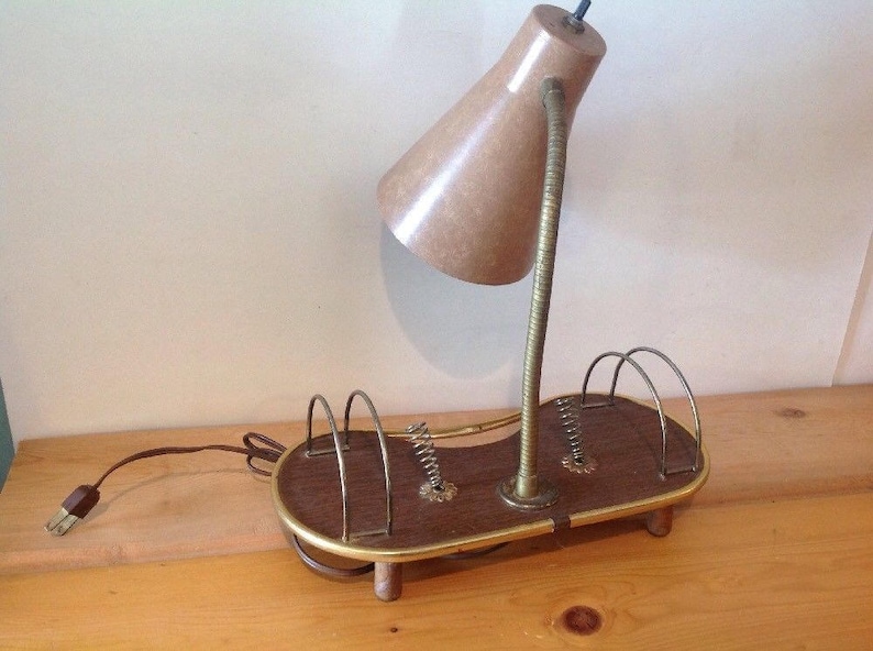Vintage Working Mid Century Modern Dual Atomic Desk Wall Electric Light Lamp