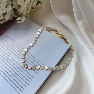 Herz Muschel Choker: Gold Akzente, Boho Halskette