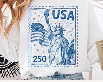 USA 250 Anniversary PNG, Vintage Liberty Stamp Graphic, Patriotic Independence Artwork, Retro America Flag Design, Fourth July Shirt Print