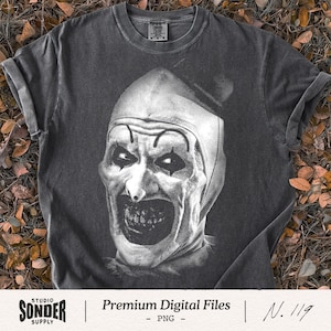 Scary Clown PNG, Creepy Horror Clown Face Png, Evil Circus Clown Halloween PNG, Spooky Terrifying Clown Shirt Design, Dark Horror Png