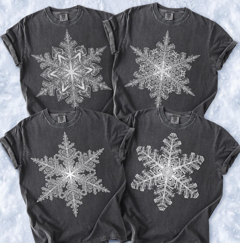 Snowflake Clothes Snowflake PNG Bundle, Realistic Ice Crystal Design, Winter Shirt PNG ...
