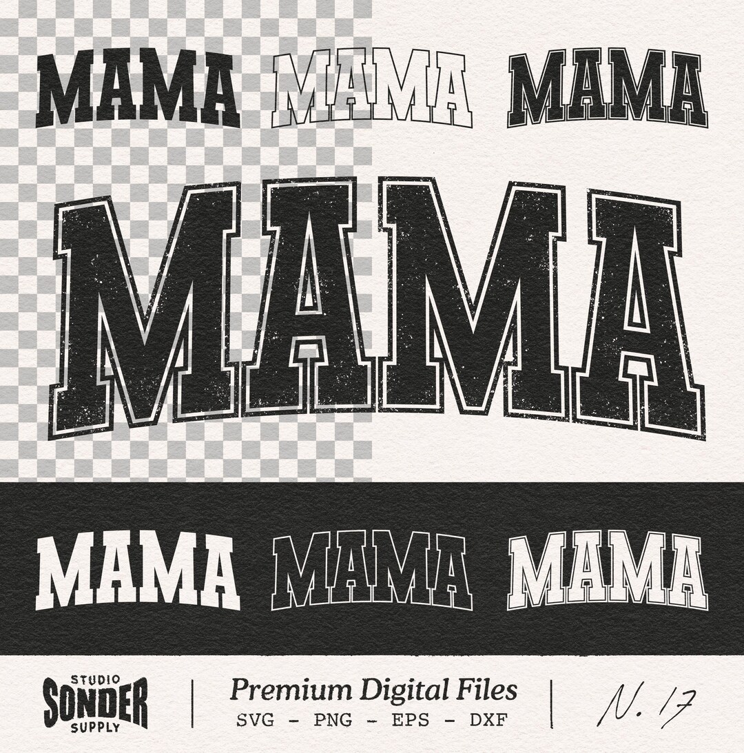 Mama Varsity Bundle, Curved Letters, Solid & Outline Styles, Cricut Mom ...