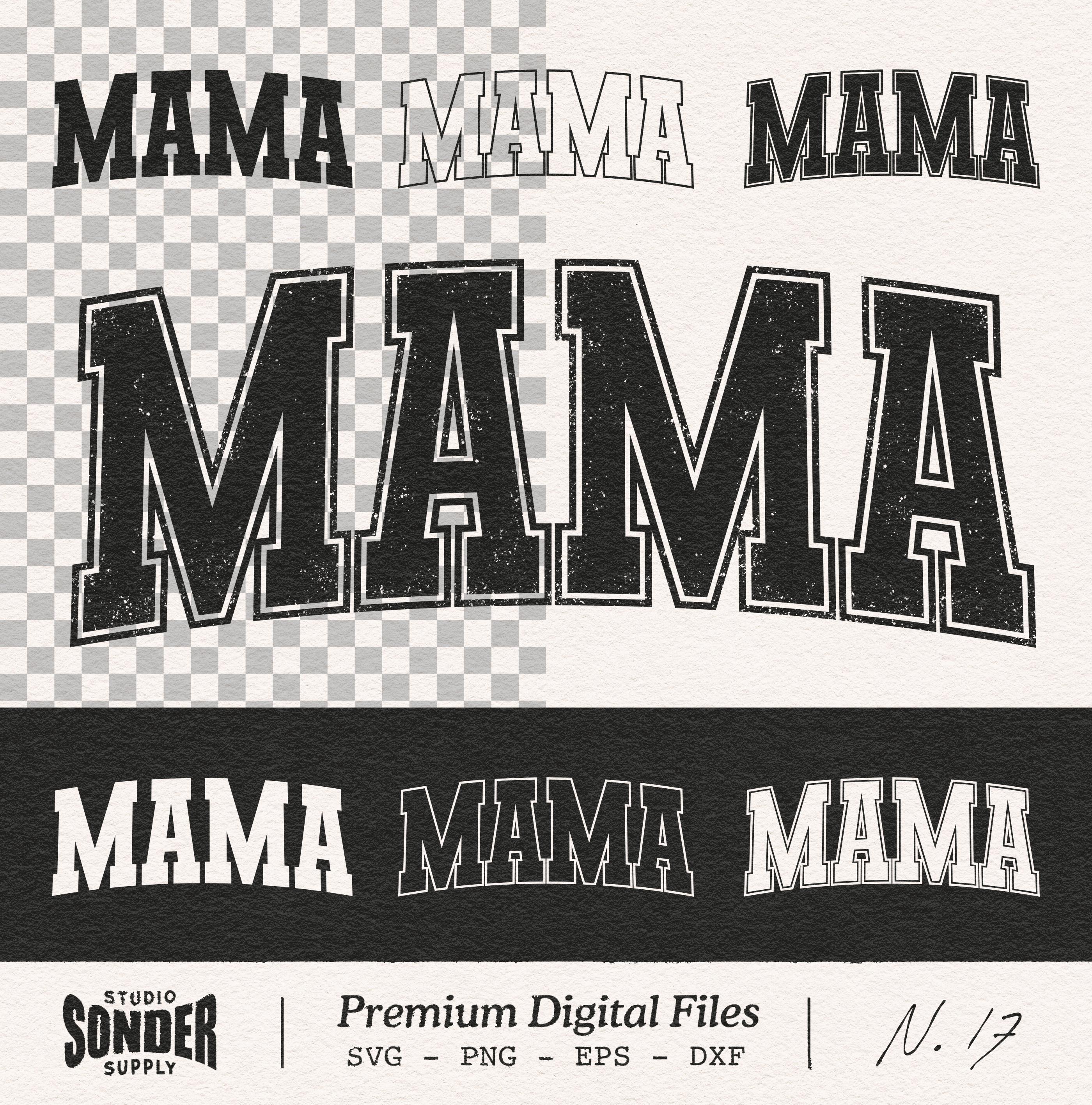 Mama Varsity Bundle, Curved Letters, Solid & Outline Styles