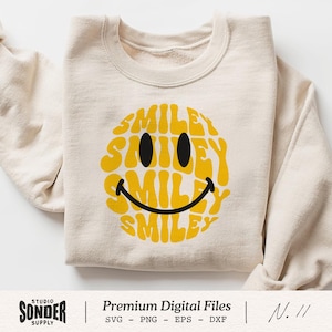 Smiley Face SVG, Groovy Smiley Face Svg, Smiley Face Png Designs, Trendy Smiley Face Svg, Smiley Png shirt Designs, Hippie Smiley Face Svg