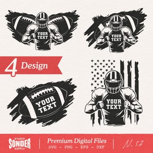 Custom Football Player SVG Bundle, Personalized Football Name Svg, American Football Svg, Team Name Svg, Game Day Svg, Cricut Cut Files