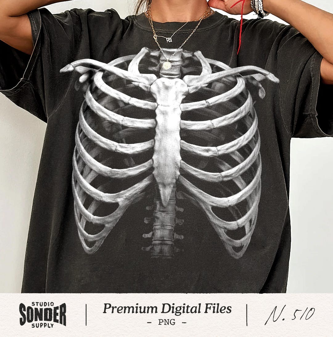 Skeleton Rib Cage PNG, Halloween Anatomy Artwork, Gothic Bones ...