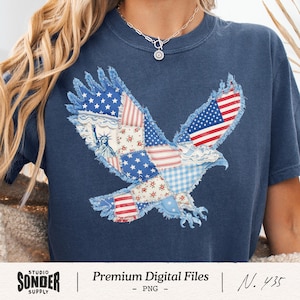 Amerikanischer Adler Patchwork PNG, USA Flagge Coquette Design, Kunststoff Vintage Style, 4