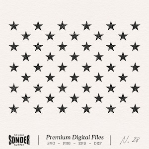 50 Stars Distressed PNG, American Flag Stars Svg, Union 50 Stars for Cricut, Patriotic USA Clipart PNG, Fourth of July Cut File .dxf .eps