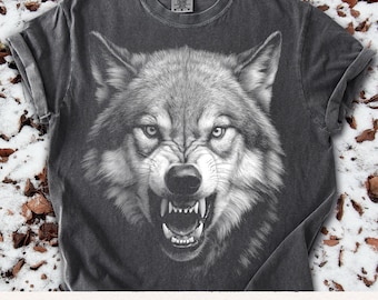 Angry Wolf PNG, Realistic Wolf Head Art, Fierce Animal Design, Wild Predator Shirt Png, Alpha Wolf Graphic, Wildlife Png for DTF DTG Design