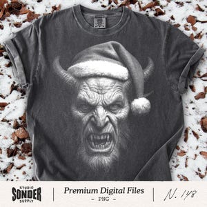 Krampus Christmas PNG, Creepy Horror Santa PNG, Evil Demon Krampus Face Png, Dark Gothic Holiday Design, Scary Xmas Horror PNG File