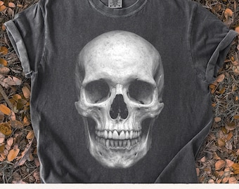 Realistic Skull PNG, Gothic Horror Art, Vintage Skeleton Illustration, Dark Aesthetic Shirt Design, Halloween Head Png, DTF DTG Print File