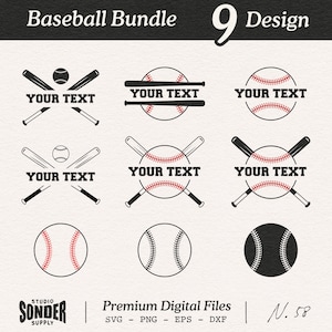 Baseball Logo SVG Bundle, Custom Baseball SVG, Editable Sports Clipart, Team Shirt Design, Baseball Cut Files, Cricut Png, Monogram Svg