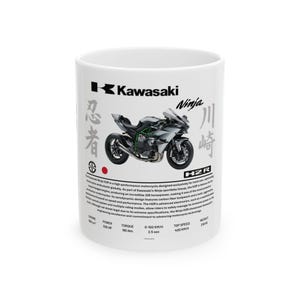Motorcycle Ceramic Mug, Kawasaki Ninja H2R Cup, H2R Mug, Biker Gift, Motorcycle Lover, Coffee Mug, Tea Cup