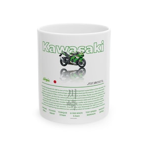 Kawasaki Ninja zx10r Ceramic Mug, Motorcycle Coffee Cup, 11oz, 15oz, Kawasaki Cup, Gift for Motorcycle Enthusiast, Racing Fan, Motorcycle