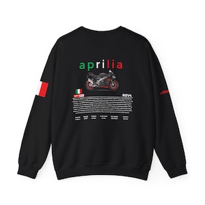 Aprilia RSV4 Unisex Sweatshirt, Men&#39;s Women&#39;s Motorcycle Apparel, Aprilia Gift, Rsv4 Motorcycle Lover, Racing Enthusiast, Biker Gift