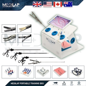 Simulador de entrenamiento de laparoscopia portátil MediLap, caja de práctica de endoscopia, ejercicios, simulador para estudiantes de medicina, paquete de ejercicios quirúrgicos