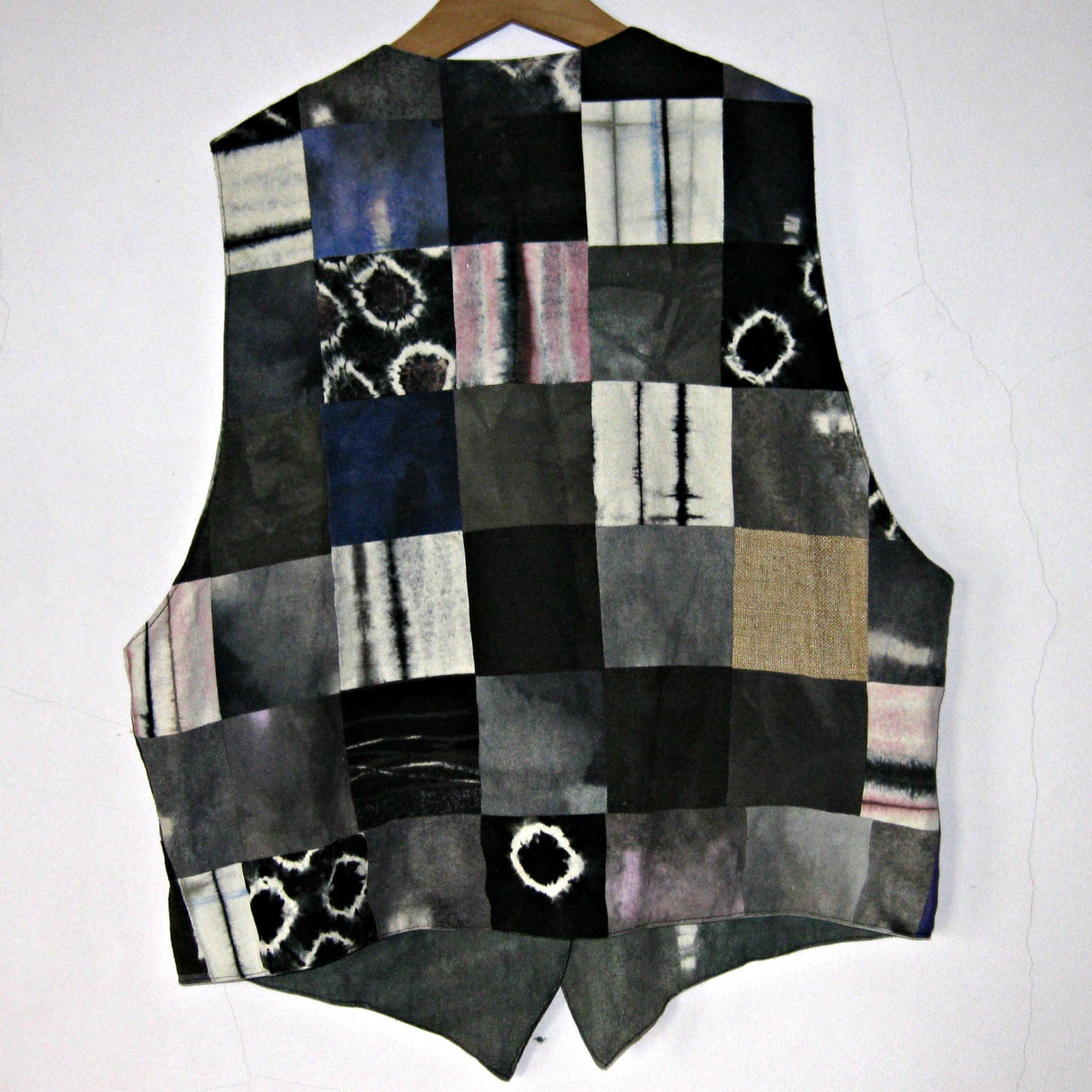 Silk Vest Black and White Tie Dyed Patchwork Lined Hand Dyed - Etsy