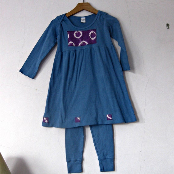 4T Cotton Tie Dye Dress Blue Hand Dyed