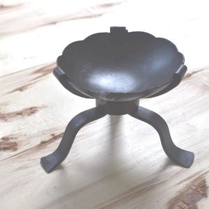 Hand Forged Iron Oil Lamp: Medieval Viking Style Tripod Lamp