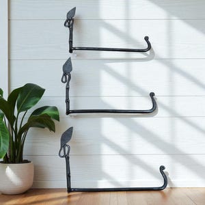 Hand Forged Towel Holder, Iron Hook For Home décor, Wrought Iron hook wall Mounted hardware unique rustic decorative leaf hooks, Wall rack,