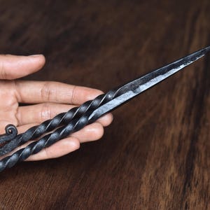 Hand-Forged Medieval Twisted Iron Food Stick | Historical Dining Utensil.  Pack of 2