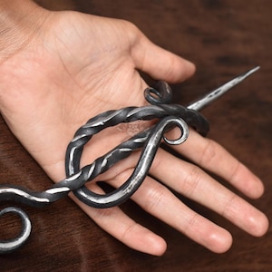 Hand-Forged Iron Hair Stick & Bun Pin Set: Medieval Viking Accessory