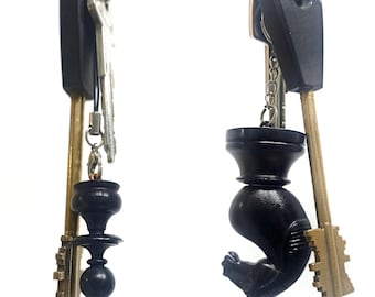 Handmade Maple Wood Chess Keychain | Knight or Pawn, Dark Finish