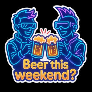 Cerveja agora? – Adesivo Neon Chat PNG