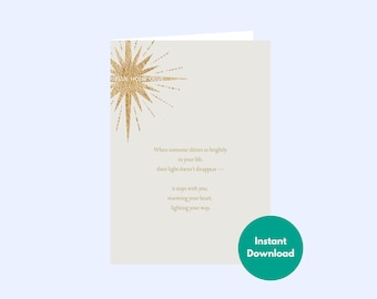 Elegant Golden Burst Sympathy Card Eternal Warmth Remembrance Gift Minimalist Stationery Solace Bereavement Grief Loss Support Comfort Peace
