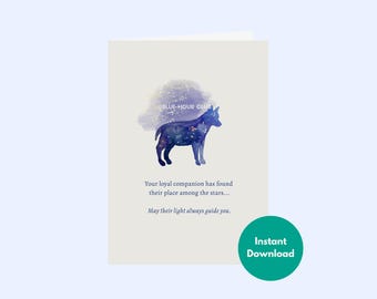 Dog Loss Sympathy Card Dog Memorial Gift, Starry Night Celestial Pet Illustration, Bereavement Condolence Card, Remembrance Healing Keepsake