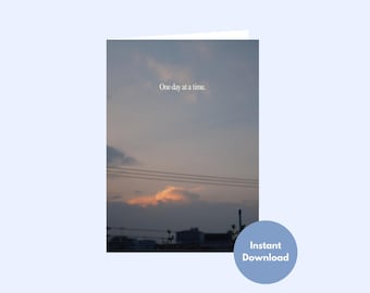 Tokyo Sunset Photo Sympathy Card, One Day At Time, afdrukbare condoleancewenskaart, Urban Sky Instant Download digitale rouwbriefje
