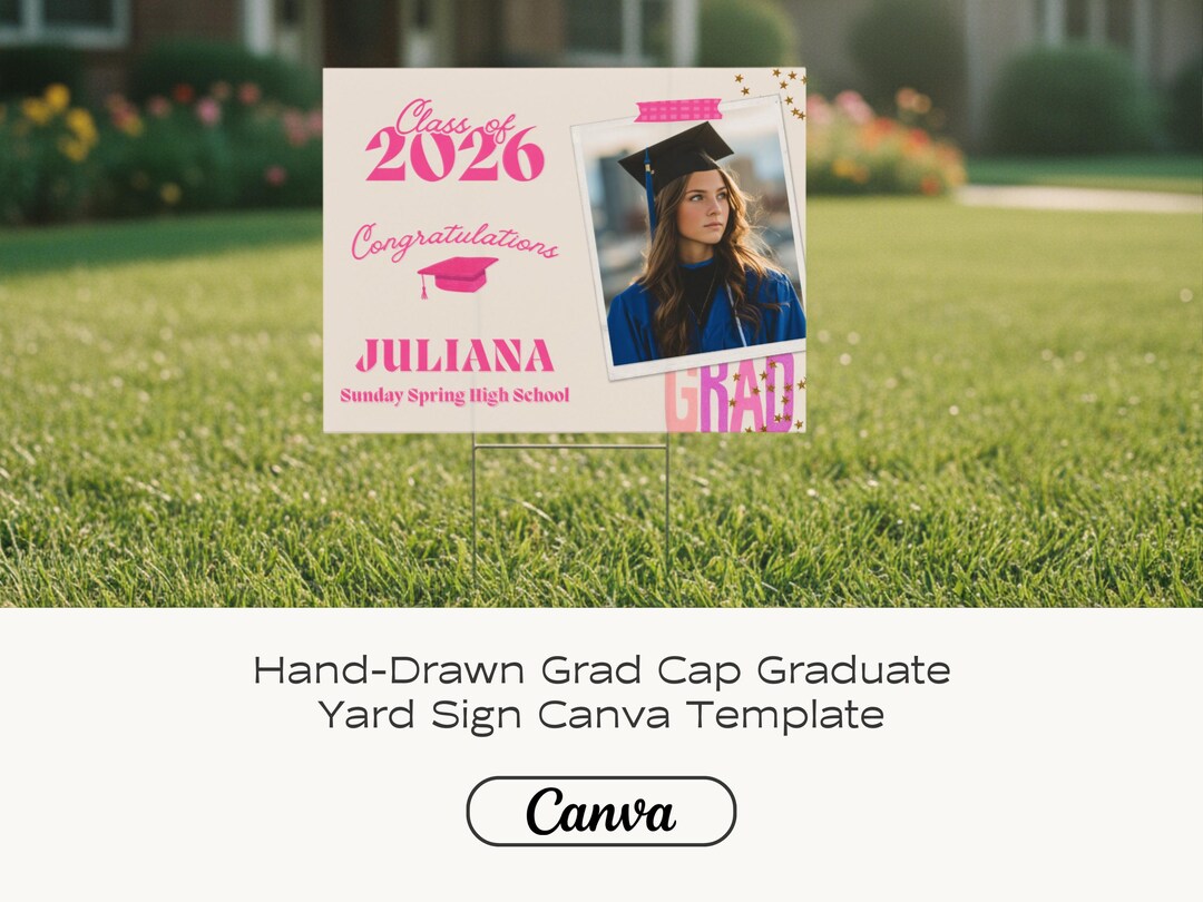 Editable Graduation Yard Sign Template | Class of 2026 Senior Lawn Sign ...