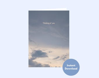 Sky Photo Sympathy afdrukbare kaart, zachte blauwe wolk condoleance wenskaart, Thinking of You Note, Instant Download digitale rouwkaart