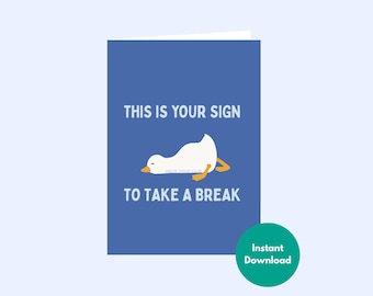 imprimable d'encouragement de canard | Désolé que vous ayez eu le vertige | Carte de soutien amusante pour un ami | Téléchargement instantané 5 x 7