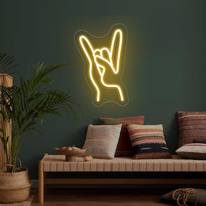 Rock On Hand Neon Sign,Music Gesture Neon Sign,Rock Band Decor,Gifts For Music Lovers,Music Room Led Neon Light,Gifts For Boyfriend